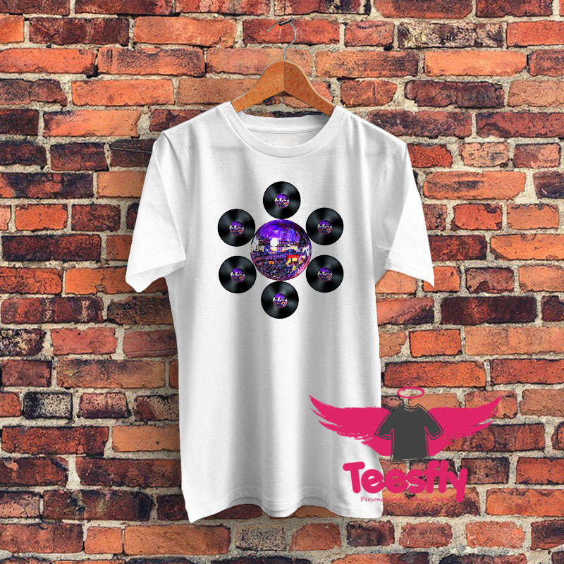 Disco Record Flower Graphic T Shirt