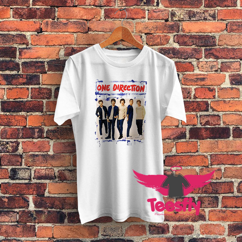 One Direction Spray Paint Blue Graphic T Shirt