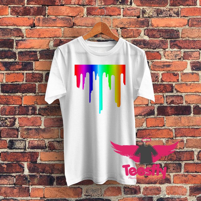Rainbow Paint Drip Graphic T Shirt