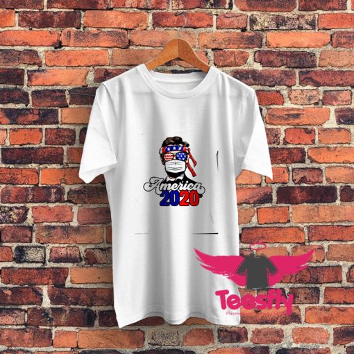 2020 America USA Abraham Lincoln w Mask Keep Distance Graphic T Shirt