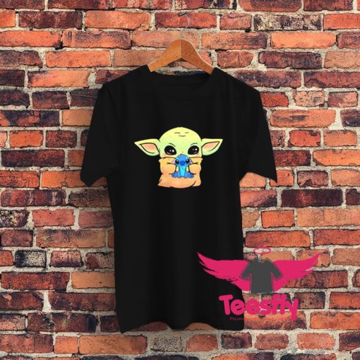 Baby Yoda Hug Stitch Graphic T Shirt