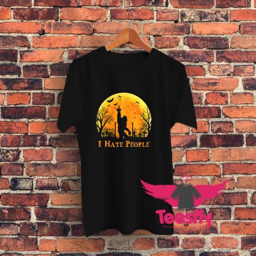 Bigfoot Holloween I hate people Sunset Graphic T Shirt
