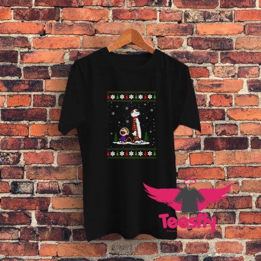 Calvin and Hobbes Mery Christmas Graphic T Shirt