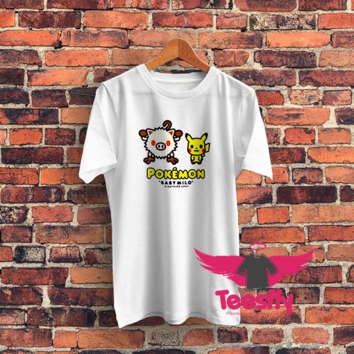 Cheap BAPE x Pokemon Mankey Graphic T Shirt