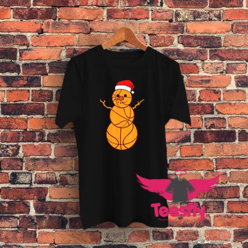 Christmas Basketball Snowman Graphic T Shirt