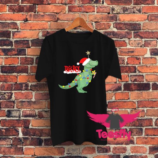 Christmas Tree T Rex Funny Parody Graphic T Shirt