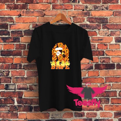 Cool Bape Ape Head Flame Graphic T Shirt