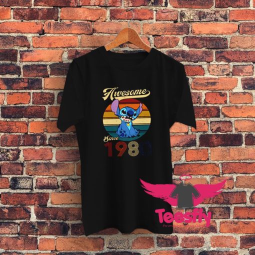 Custom Awesome Since 1980 Stitch Graphic T Shirt