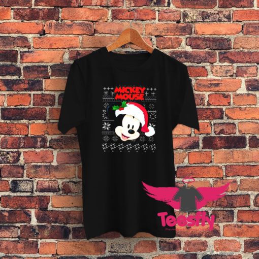 Cute Mickey Mouse Santa Christmas Graphic T Shirt