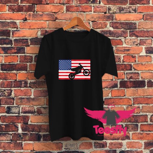 Dirt Bike American Flag Enduro Graphic T Shirt