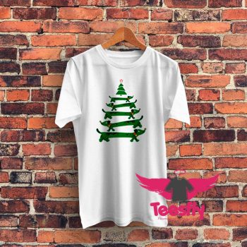 Funny Dachshund Christmas Tree Graphic T Shirt