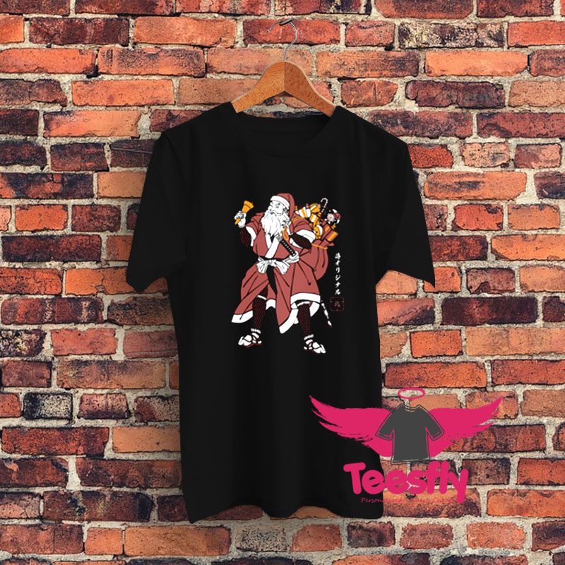 Funny Santa Samurai Christmas Graphic T Shirt