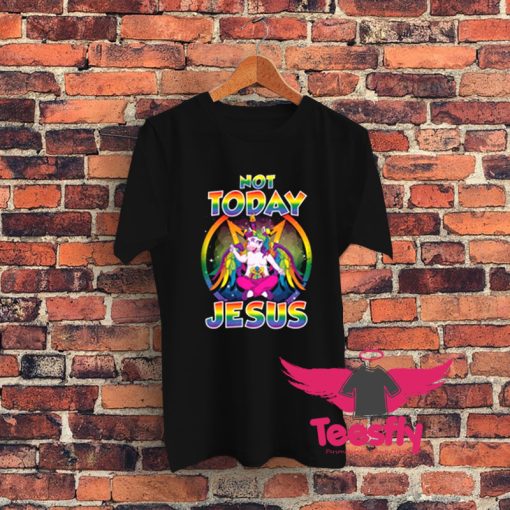 Funny Unicorn Not Today Jesus Satan Graphic T Shirt