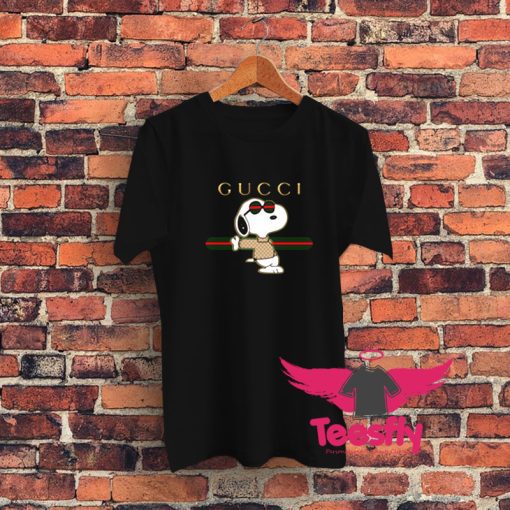 Gucci Stripe Stay Snoopy Stylish Graphic T Shirt
