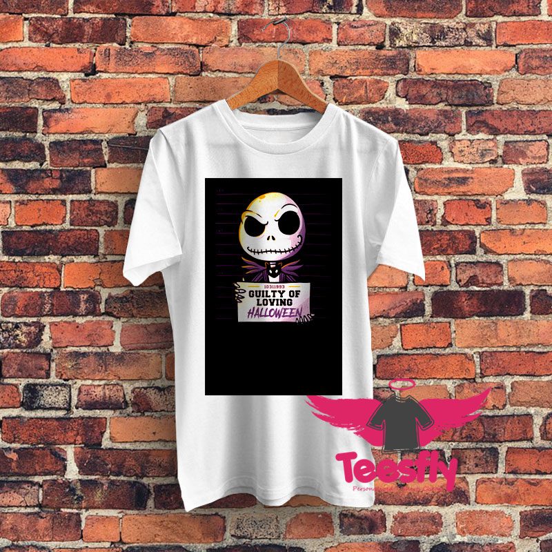 Guilty Jack Cute Skellington MugShot Graphic T Shirt