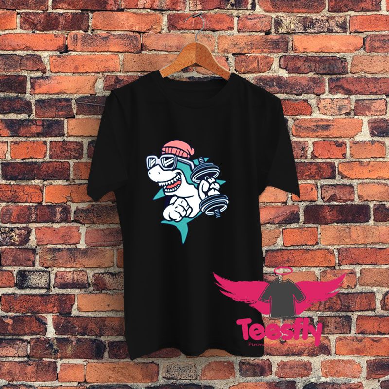 Gym Shark Cartoon Graphic T Shirt