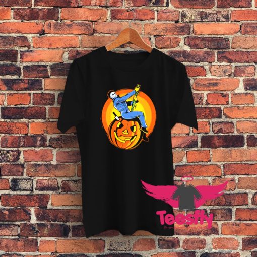 Halloween Michael On Pumpkin Graphic T Shirt