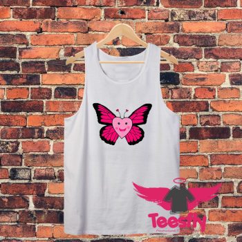 Happy Pink Heart Butterfly Unisex Tank Top