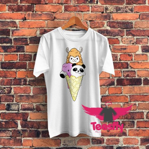 Kids Funny Ice Cream Shirt Flamingo Panda Llama icecream Graphic T Shirt
