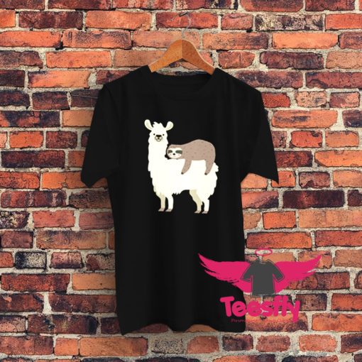 Llama And Sloth Hugging Cuddly Besties Graphic T Shirt
