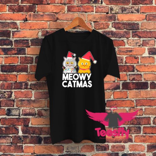 Meowy Catmas Funny Christmas Cat Graphic T Shirt
