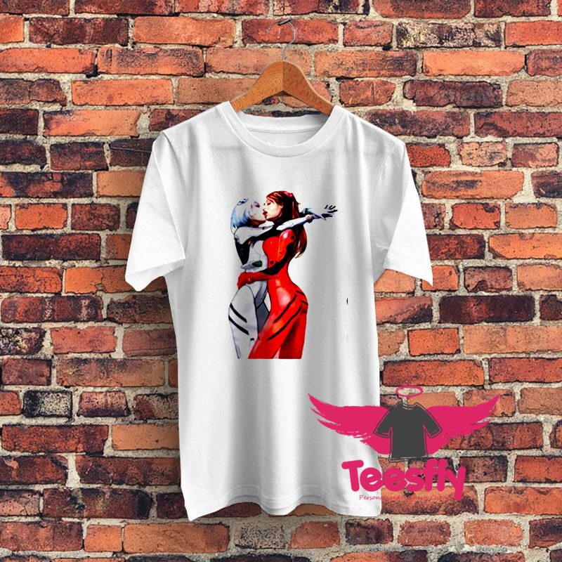 Neon Genesis Evangelion Rei Ayanami Asuka Kiss Pin Up Anime Manga Sexy Hot Senpai Graphic T Shirt