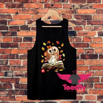 Owl Leaves and Books Unisex Tank Top