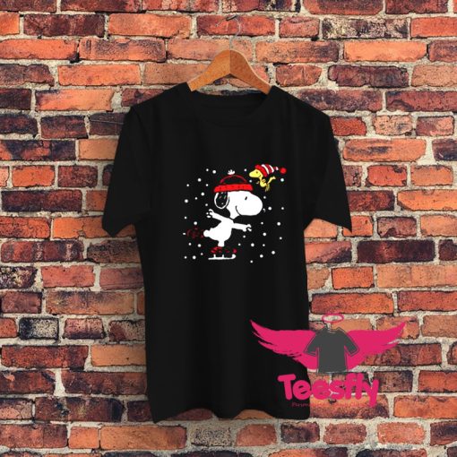 Peanuts Snoopy and Woodstock Skate Holiday Graphic T Shirt