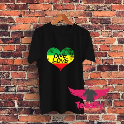 Rastafari One Love Vintage Jamaican Heart Graphic T Shirt