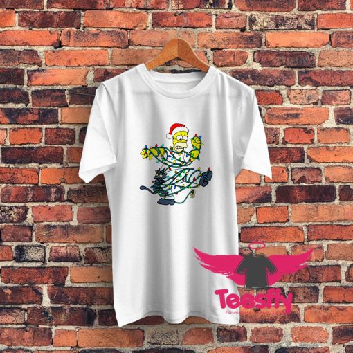 Simpsons Christmas Homer Simpson Tangled In A Garland Graphic T Shirt