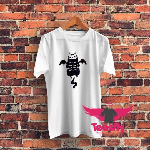Skeleton Bat Cat Halloween Graphic T Shirt
