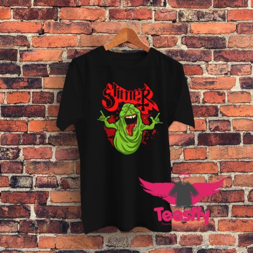 Slimer Ghostbusters Heavy Metal Parody Graphic T Shirt
