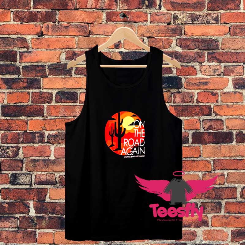 Willie Nelson On the Road Again Brown sunset Unisex Tank Top