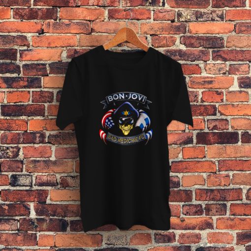 Get Buy Bad medicine Fc Bon Jovi Skull Graphic T-Shirt - Teesfly.com