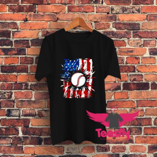 Baseball 4Th Of July American Flag T Shirt