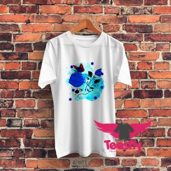 Butterfly And Flower In Blue Graphic T Shirt