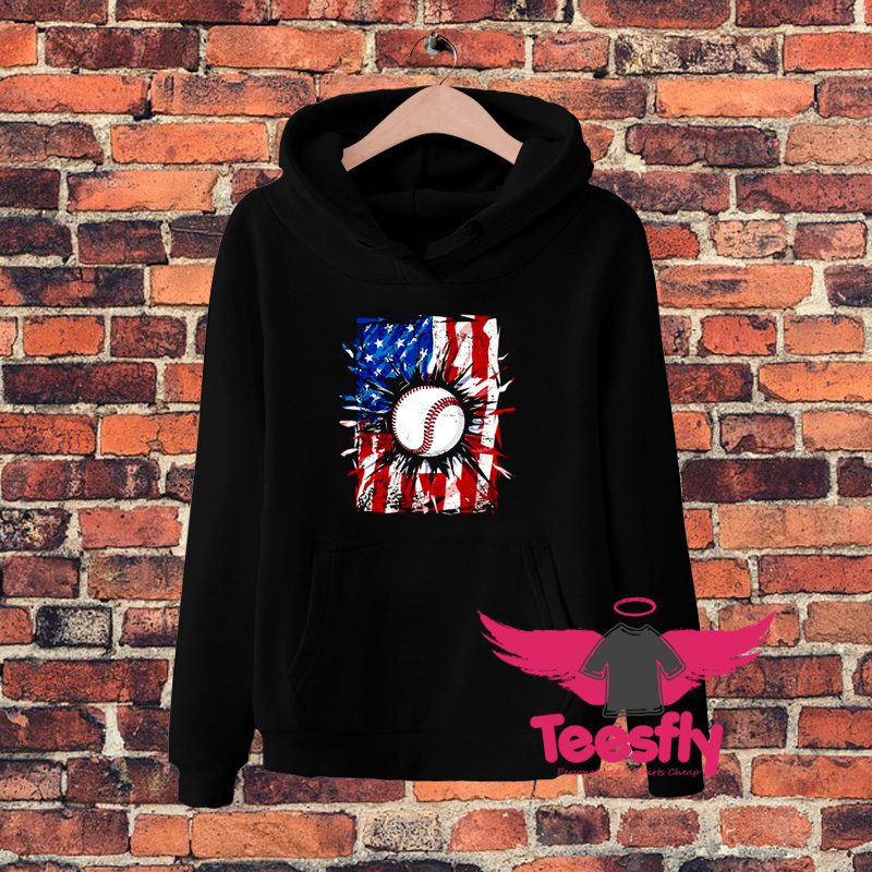 Classic Baseball 4Th Of July American Flag Hoodie