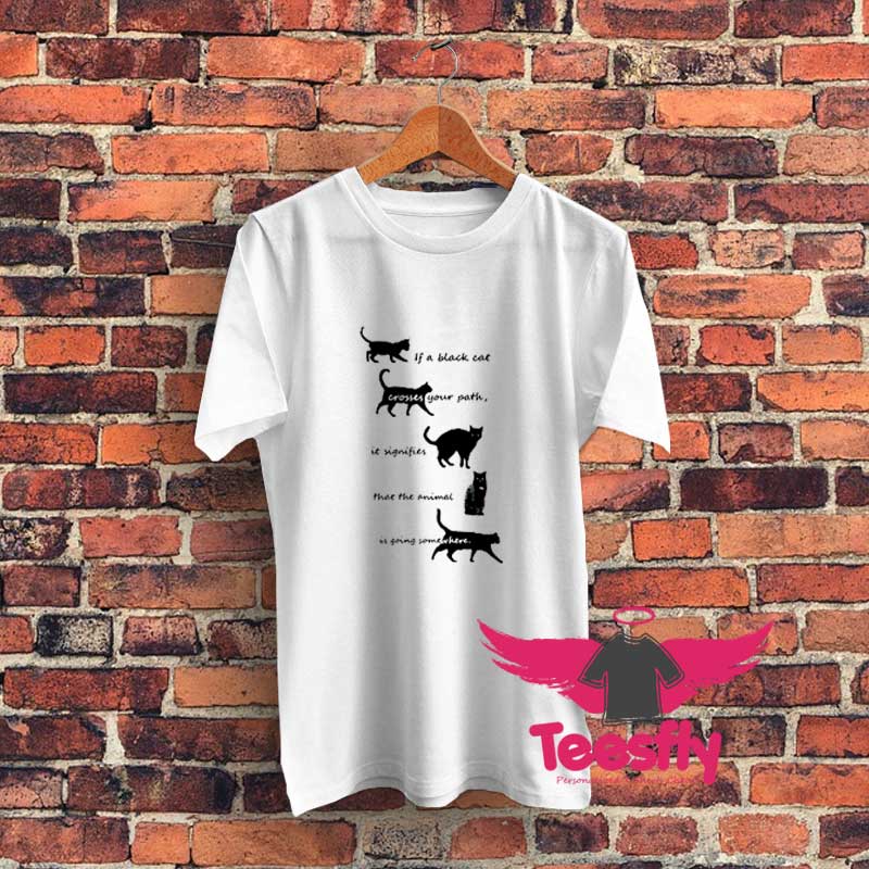 Novelty Black Cat Graphic T Shirt