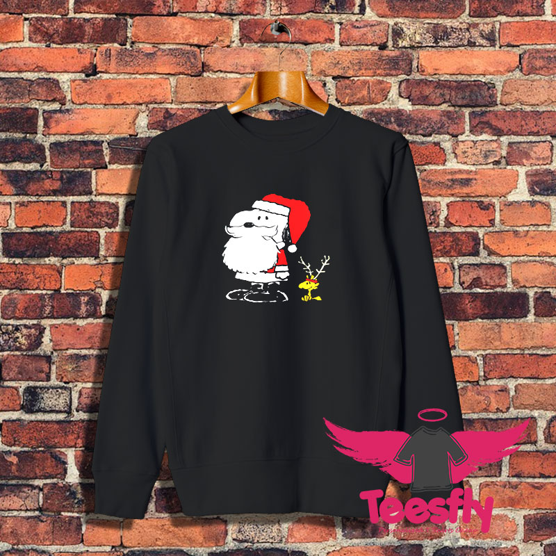 Peanuts Snoopy Woodstock Antlers Santa Claus Sweatshirt 1