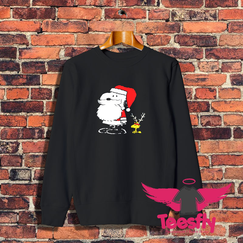 Peanuts Snoopy Woodstock Antlers Santa Sweatshirt 1
