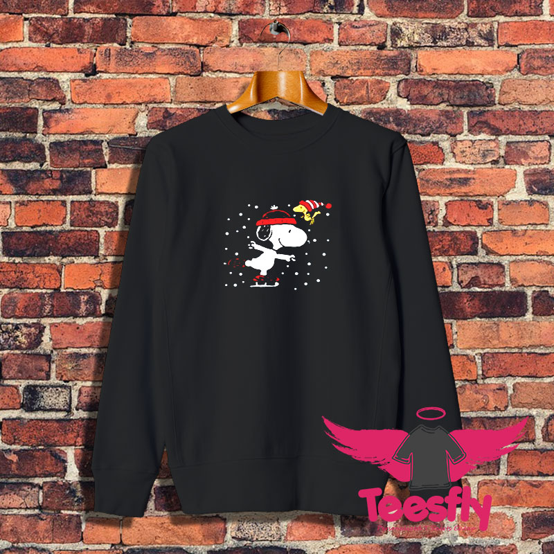 Peanuts Snoopy and Woodstock Skate Holiday Sweatshirt 1