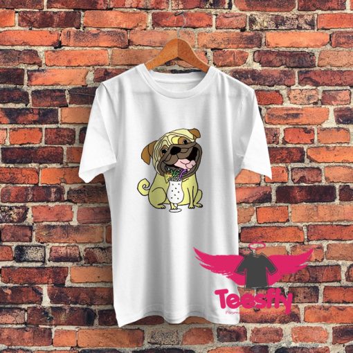 Pug Dog Drinking Pina Colada T Shirt