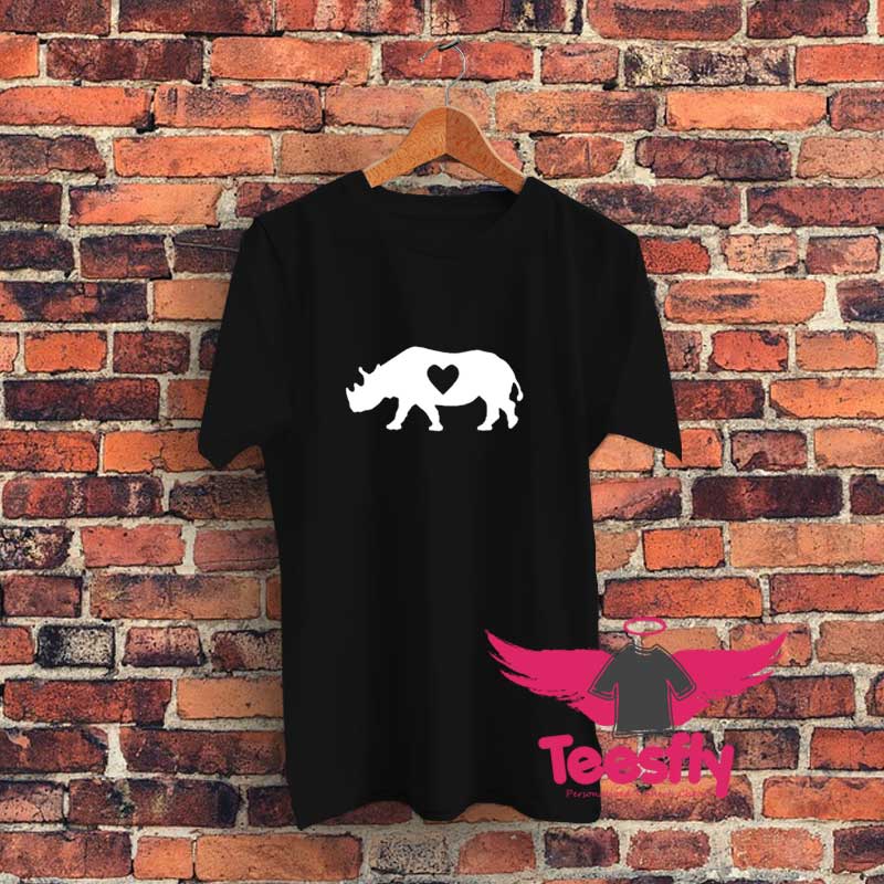 Rhinoceros Love Heart Graphic T Shirt