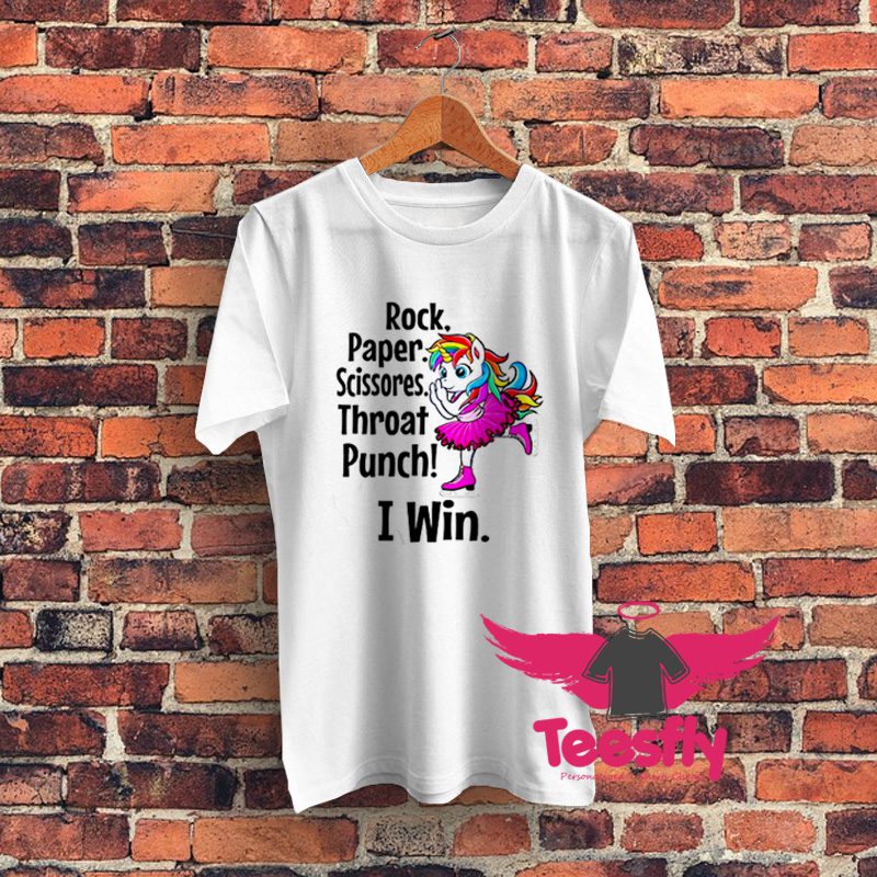 Rock Paper Sciors Throat Punch I Win Graphic T Shirt