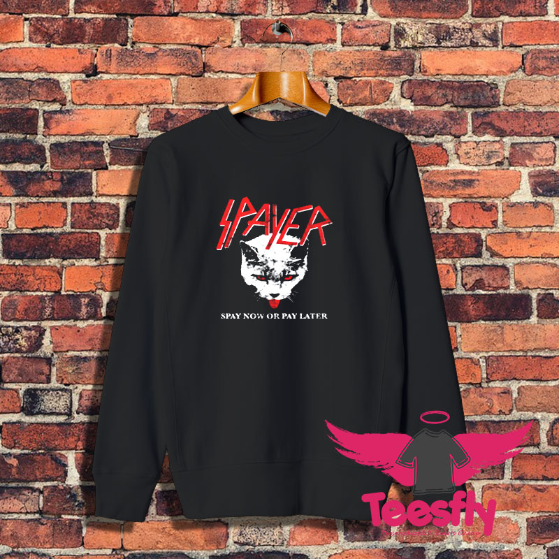 Spayer Funny Vintage Style Slayer Parody Cat Sweatshirt 1