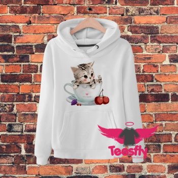 Cat Kitten Playing Inside Cup Hoodie