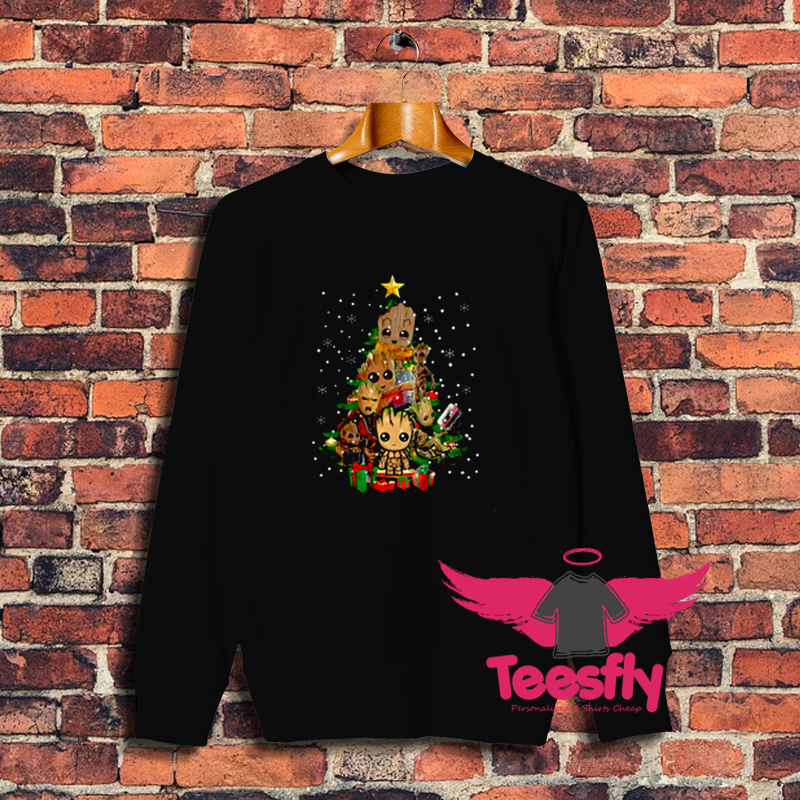 Cheap Baby Groot Christmas Tree Sweatshirt