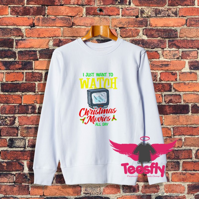Movie Lover Fan Watch Tv At Xmas Funny Sweatshirt