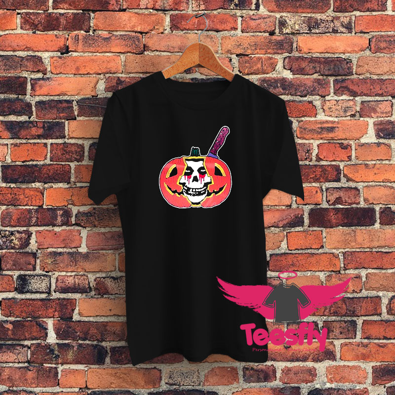 Misfits Halloween Jack o Lantern With Knife Graphic T Shirt
