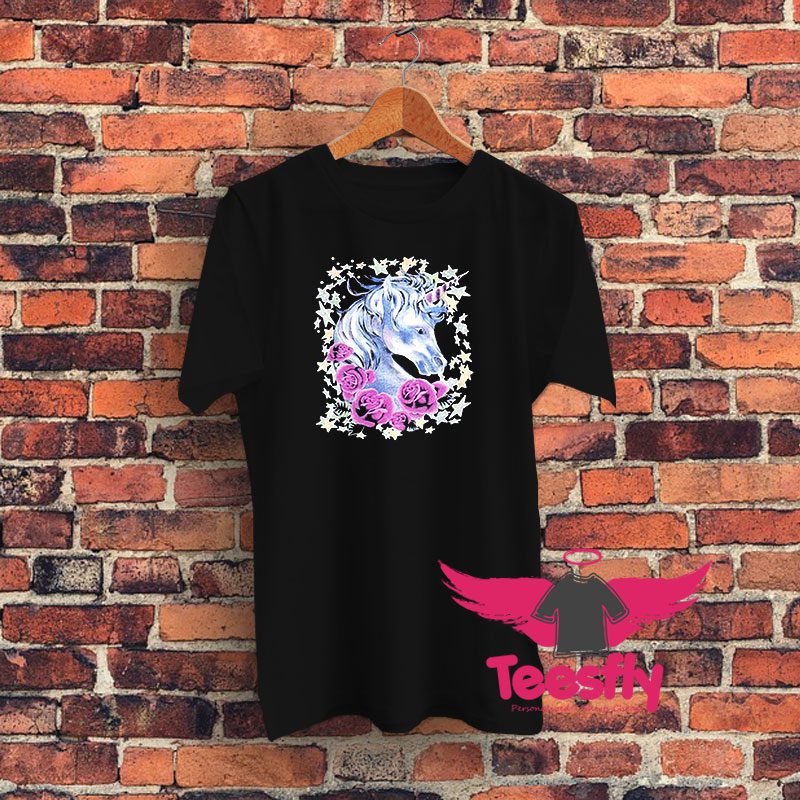Vintage Graphic Stars Unicorn Roses Graphic T Shirt
